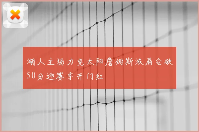 湖人主场力克太阳詹姆斯浓眉合砍50分迎赛季开门红